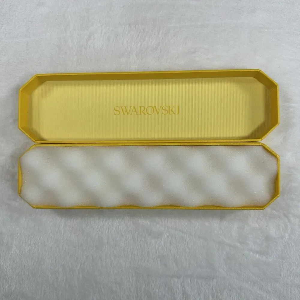 Swarovski Empty Necklace Box Yellow Long Jewelry Case Swan Logo 11”